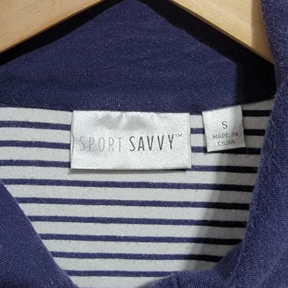 Sport Savvy Womens Blue and White Lined Light Jacket Size Small Style A92329 - Picture 3 of 10